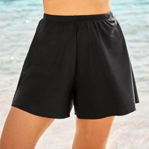 A Shore Fit Womens Plus 2X 18 18w Black Swim Shorts Swimsuit Bottoms NWT